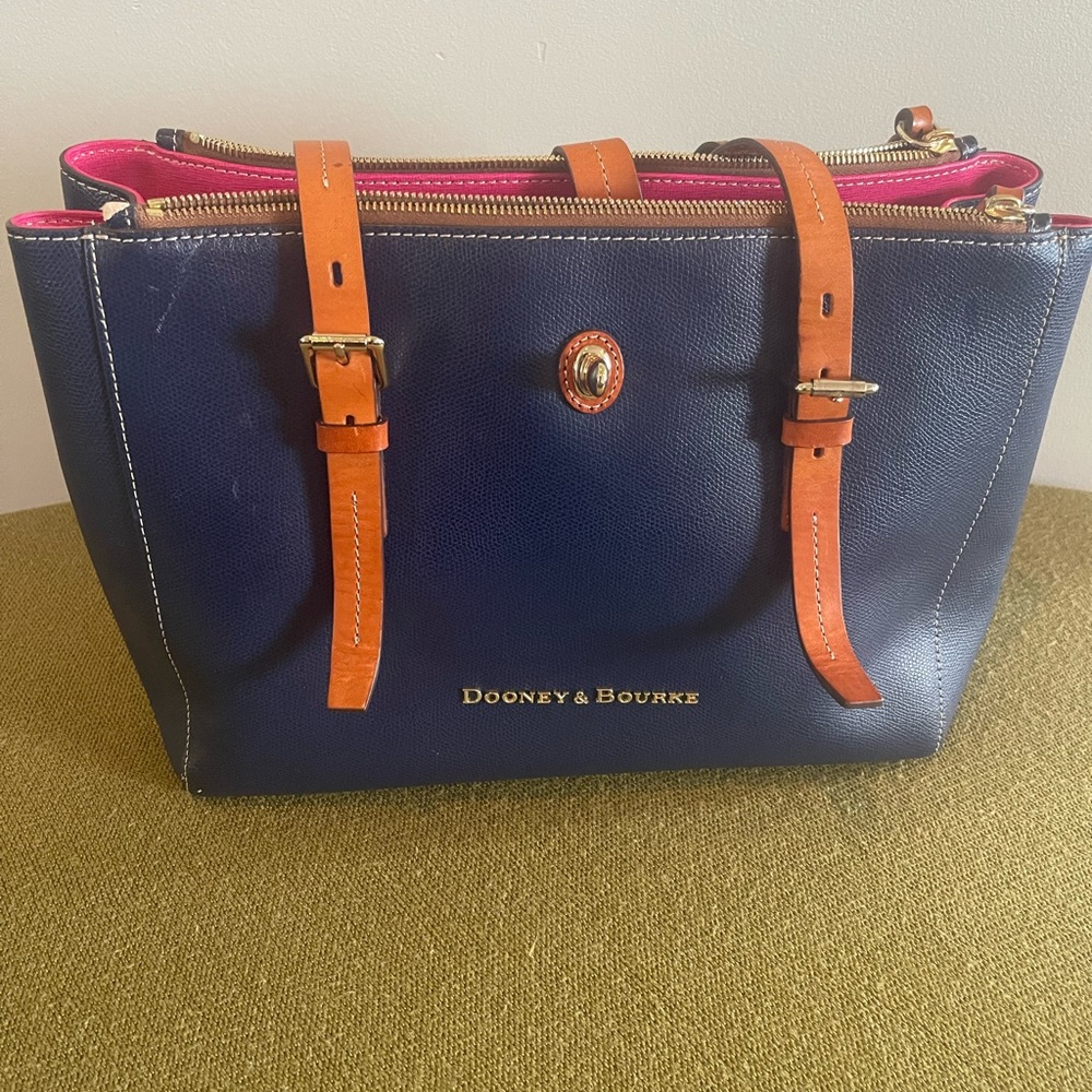 Dooney & Bourke Blue and Tan Structured Tote